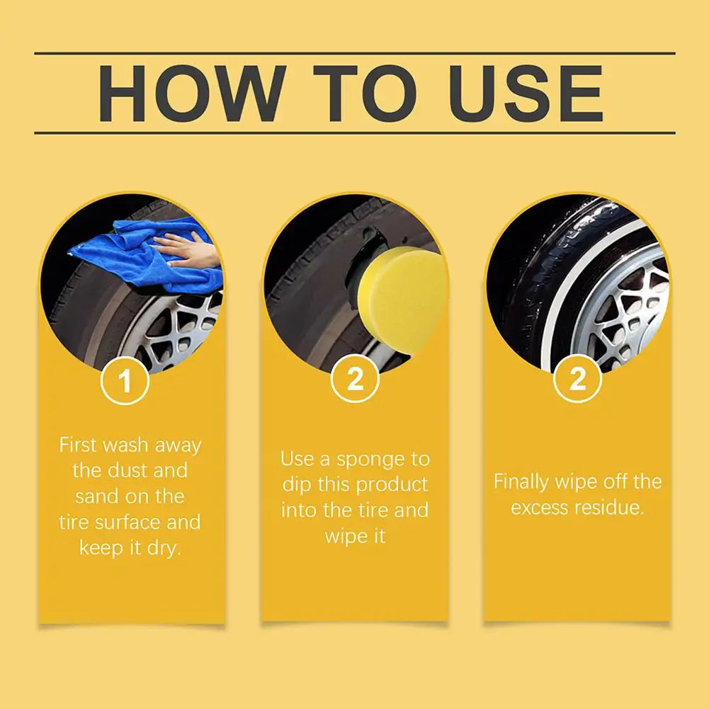 50g Tire Coating Wax Car Tire Retreading and Film Plating Cream Tire Shine Coating Wax Auto Rubber Parts Shiny Paste Anti-Aging Autofitlife