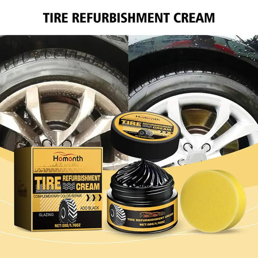 50g Tire Coating Wax Car Tire Retreading and Film Plating Cream Tire Shine Coating Wax Auto Rubber Parts Shiny Paste Anti-Aging Autofitlife